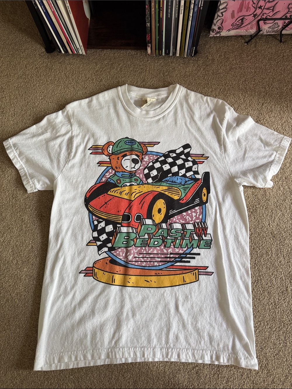 White Racing Bear Graphic Tee